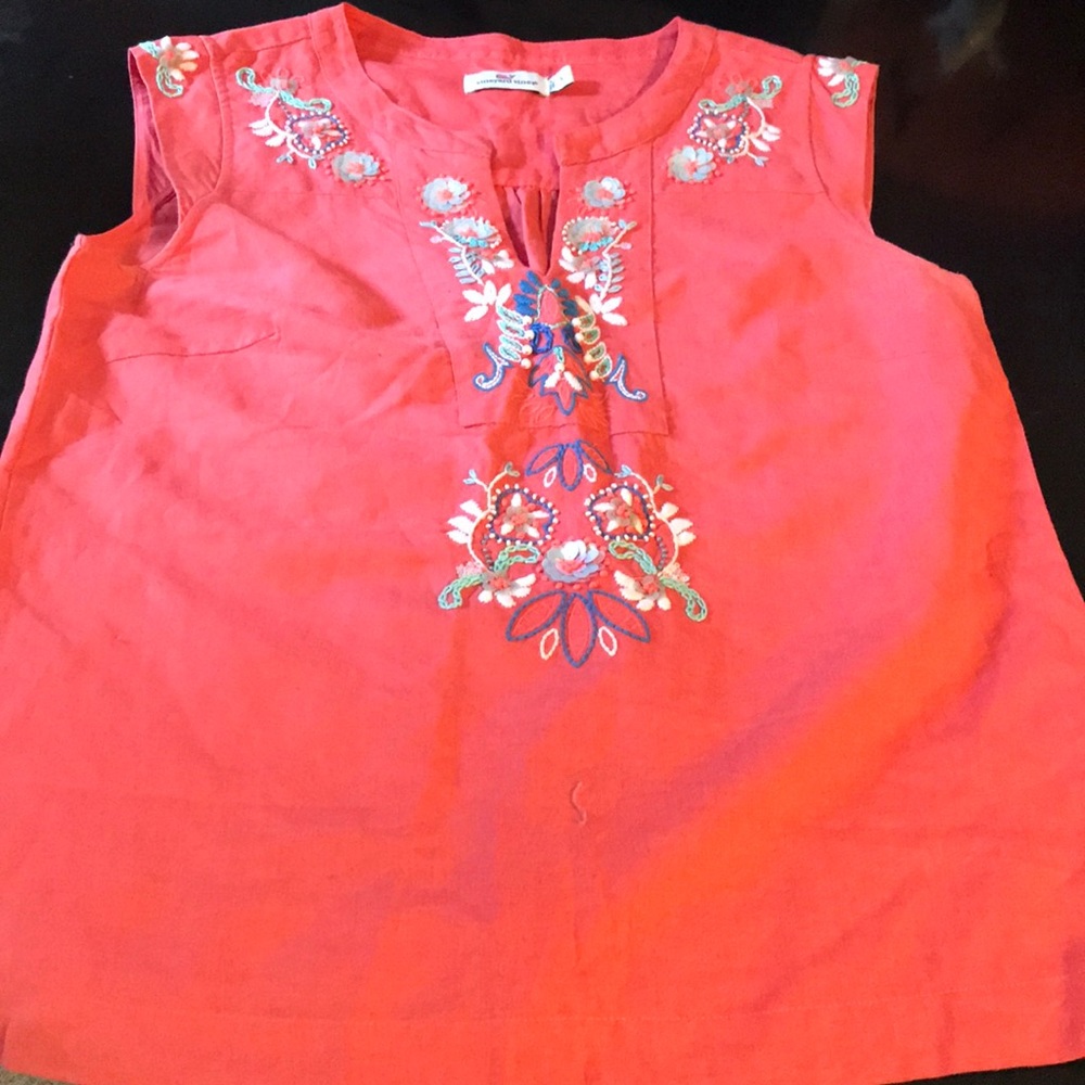 Vineyard Vines Women’s Small/ Med Coral Linen Top
